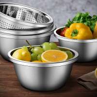 Multi-function Stainless Steel 304 Colander Bowl Set Vegetable Fruit Basket Strainer Rice Sieve Storage Basin